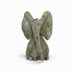 Stone Elephant Hand Carved Green Butter Jade Stone in South Africa Signed 5.5"